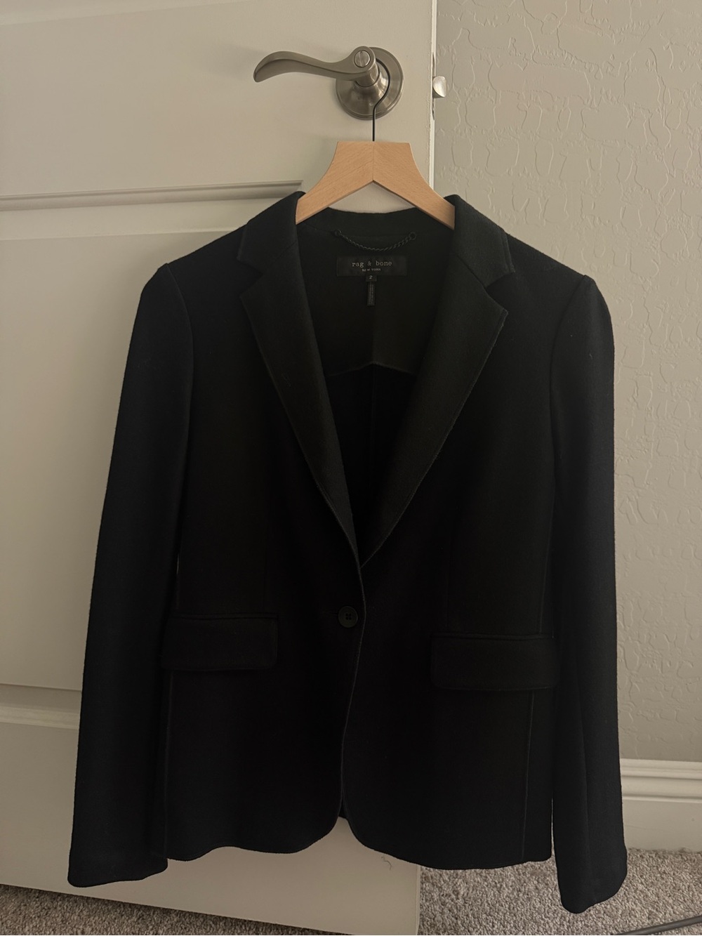 rag & bone Black Single-Button Wool Women's Blazer